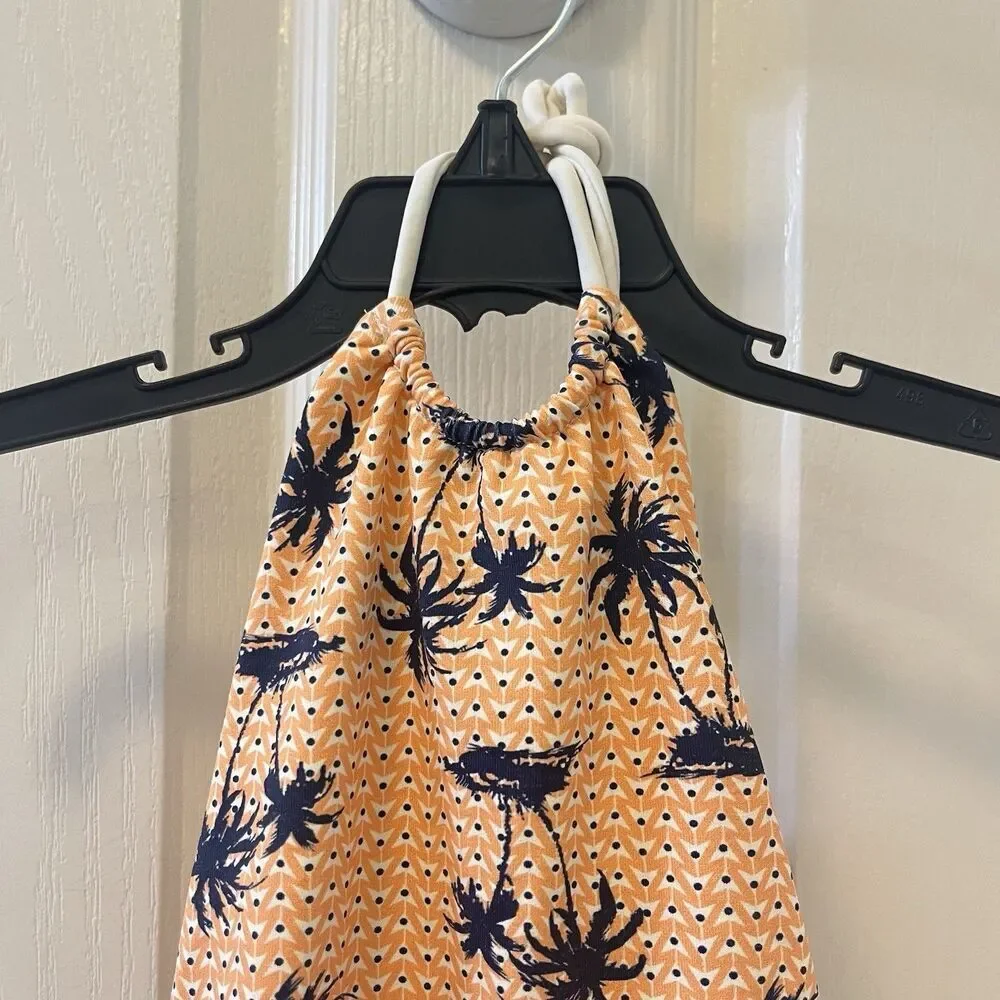 Eberjey Peach Midnight Palm Trees Halter Swimsuit One Piece Girls Size 2 years